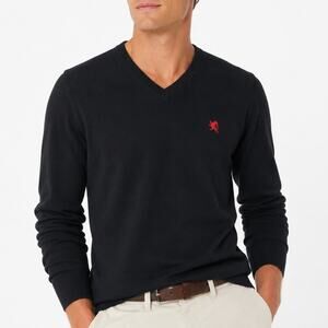 2/$30 Express V-Neck Logo Cotton Sweater Black Size XL